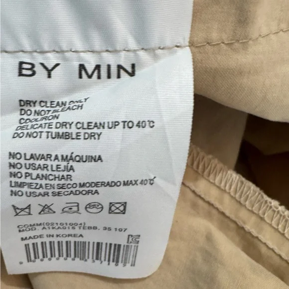 Beige Utility Jumpsuit Button Front Drawstring Waist Cropped Pockets Womens M - Picture 9 of 9